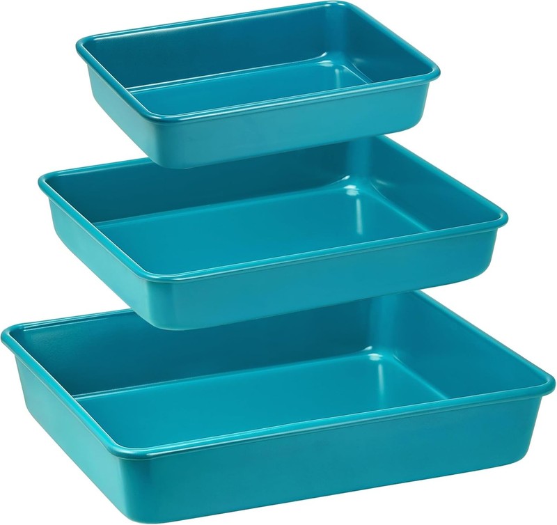 Deep Baking Pans Set Nonstick 3 Pack Large Rectangular Sheet Cake Pans 13/11/9In gallery