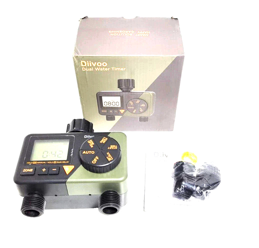 Diivoo Dual Water Timer WT-08 Rain Delay IPX5 Waterproof LCD Display NEW. gallery