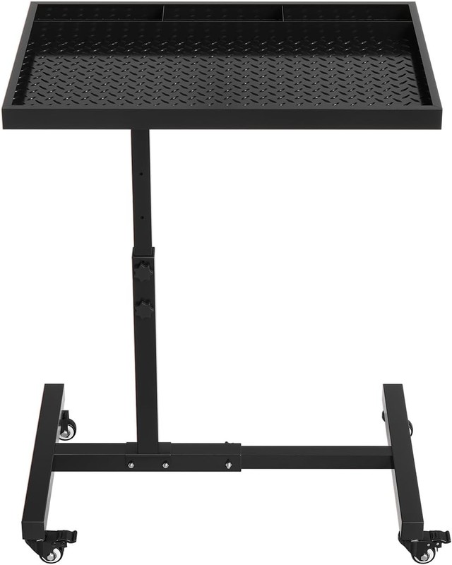 Rolling Tool Tray w/ Wheels Adjustable Height Mobile Work Table 220Lb Work Table gallery