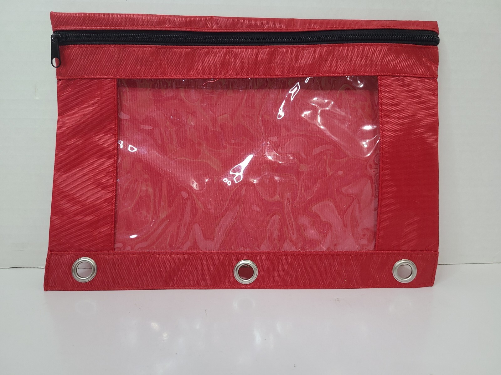 Pencil Pen Clear Zipper Pouch 3 Ring Binder Red or Black PICK ONE gallery