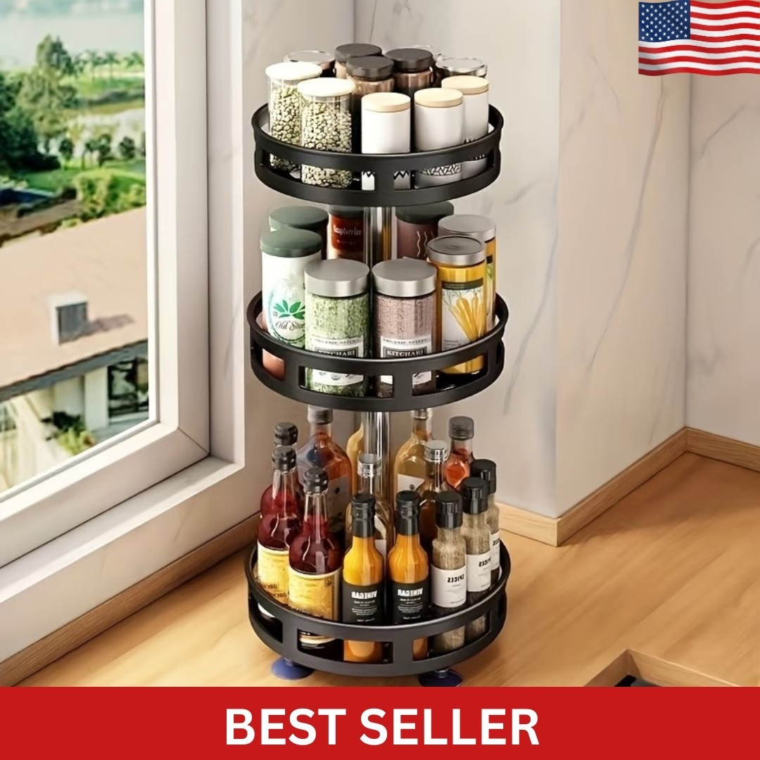 3 Tier Lazy Susan Turntable Organizer – Rotating Spice Rack Kitchen Storage gallery