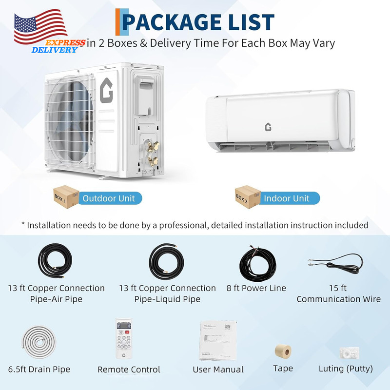 9000 BTU Mini Split AC W/Remote Control19 SEER2 Cools up to 450 Sq. Ft gallery