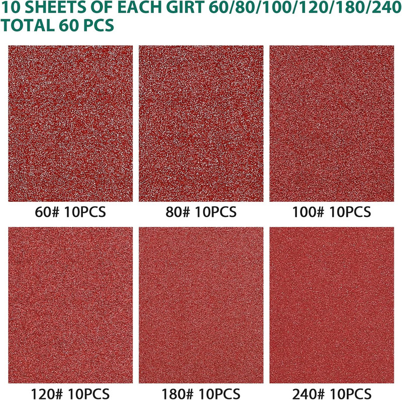 60PCS Triangular Sander Sandpaper, HYCHIKA Detail Sander Sandpaper Assorted 60/8 gallery