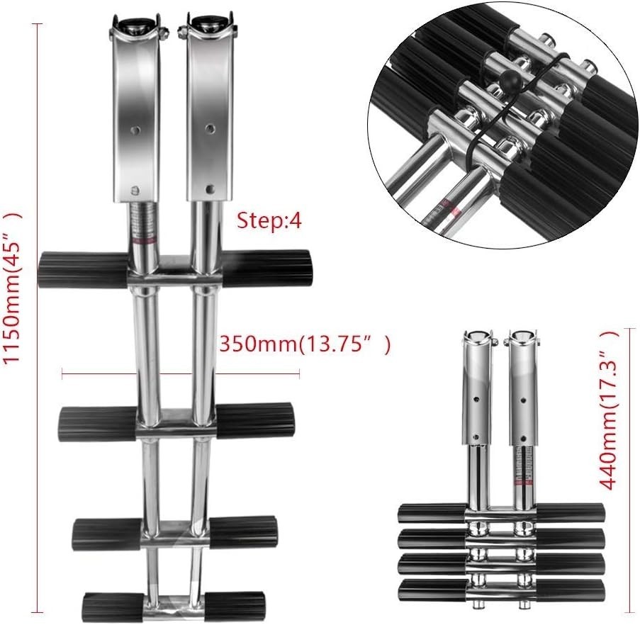 4 Step Boat Ladder Stainless Steel Over Platform Dive Boarding Ladder Heavy-Duty gallery