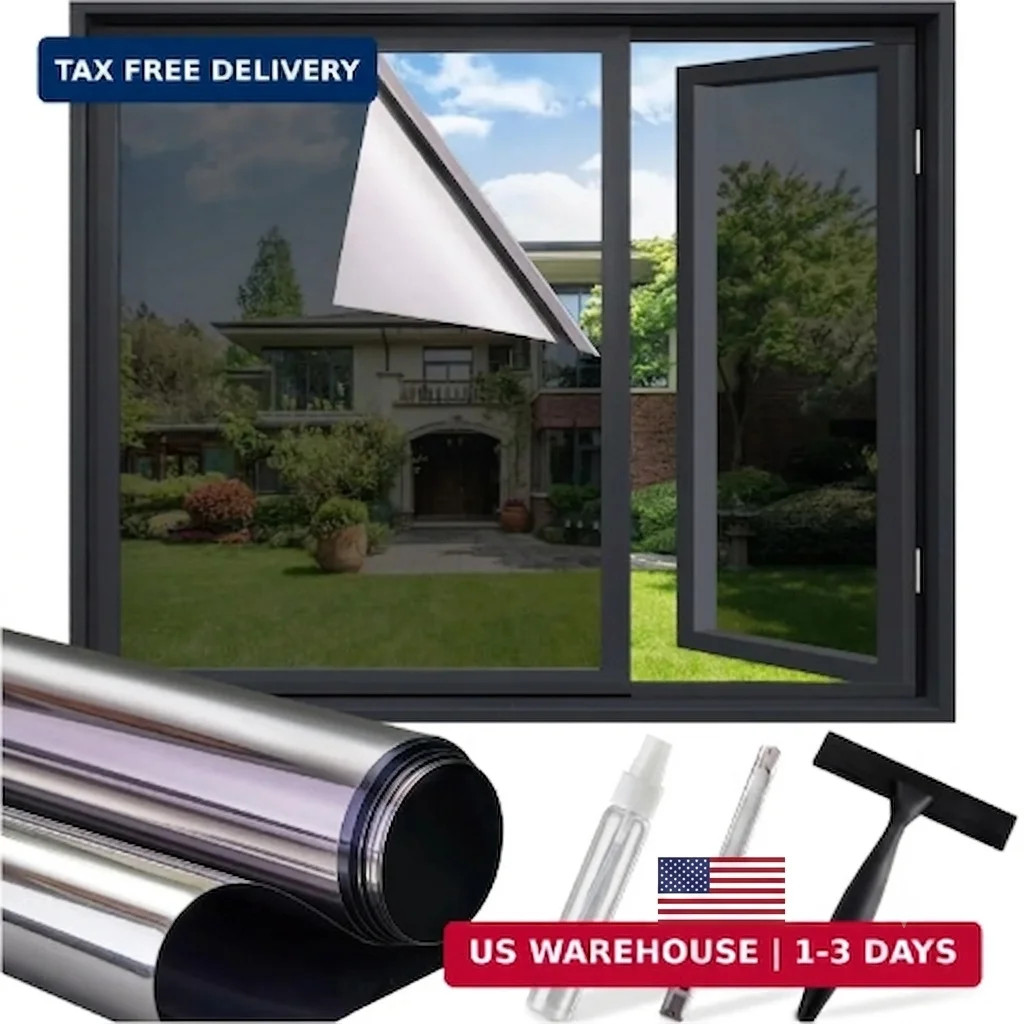 One Way Window Privacy Film Static Cling Sun Heat Blocking Tint with Tools Black gallery