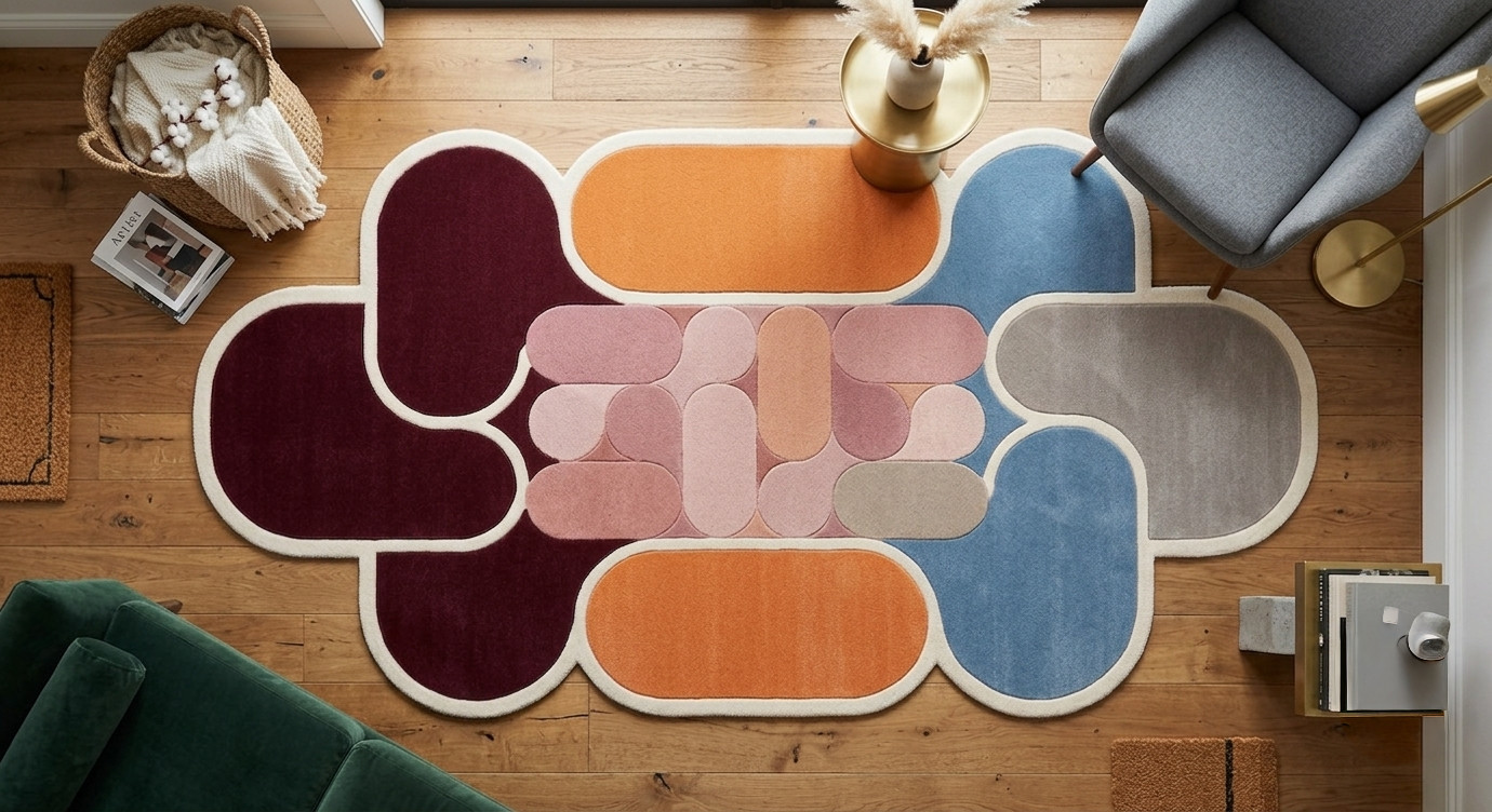 Handmade Tufted Area Rug Modern Abstract Geometric Boho Floor Decor Art Mat gallery