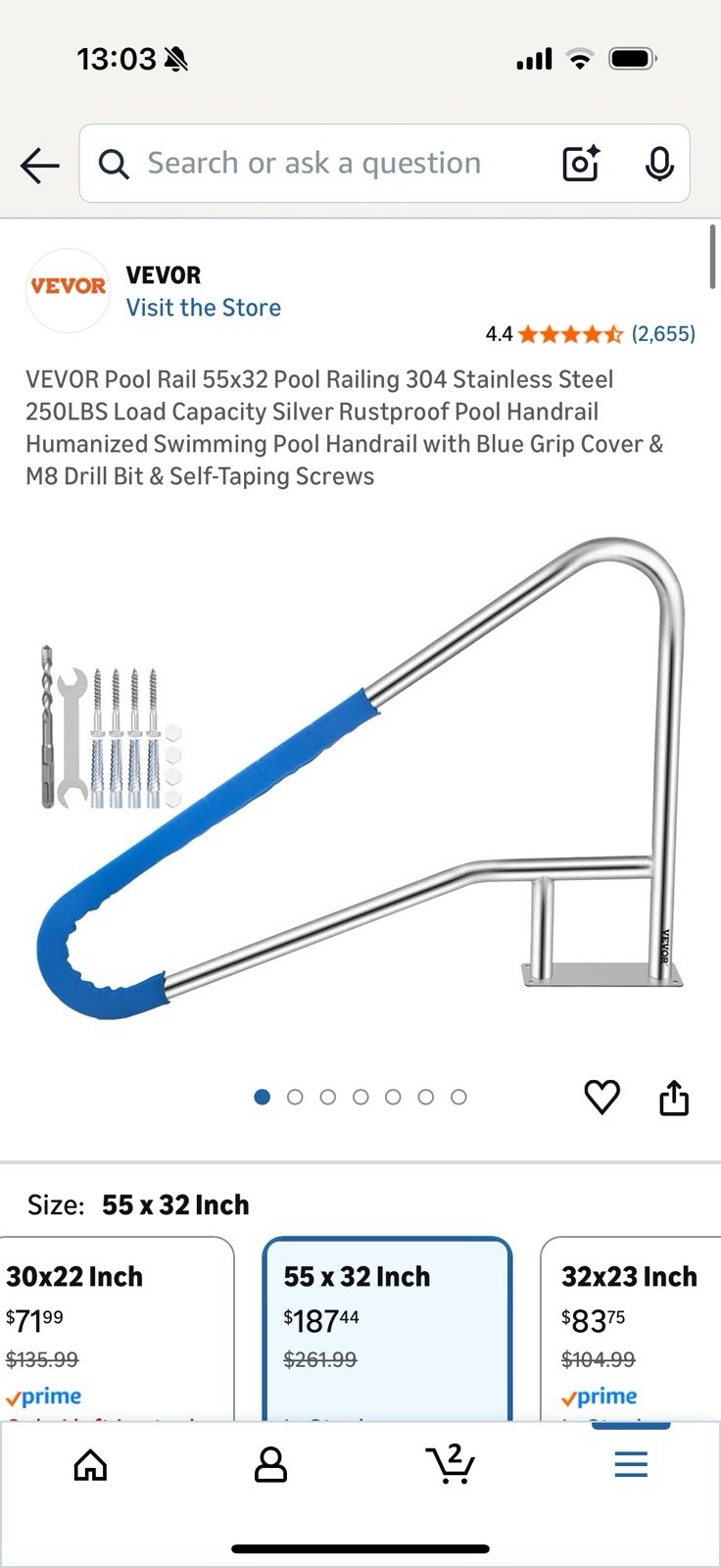 VEVOR Swimming Pool Handrail Set - Stainless Steel gallery