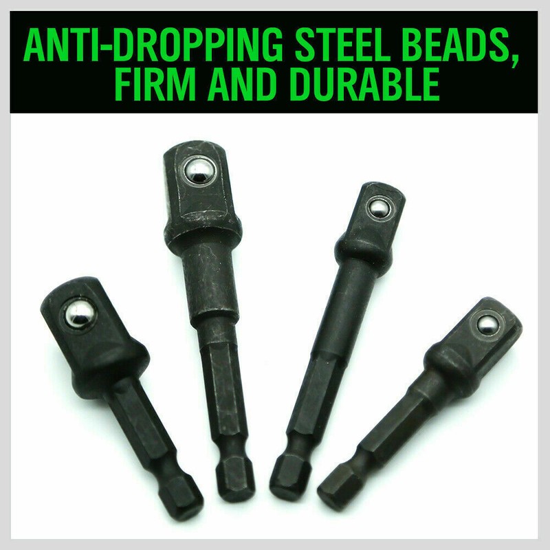 10pc 4" & 3" Impact Grade Socket Adapter Set 1/4" 3/8" 1/2" Drive 1/4" Hex Shank gallery