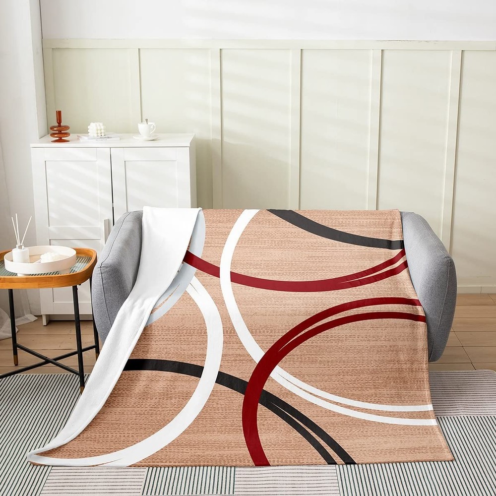 Abstract Circles Throw Blanket Geometric Modern Pattern Print Fleece Blanket ...