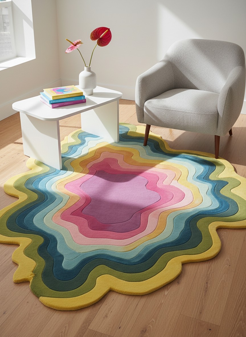 Designer Rug | Irregular Rug | Wool area Rugs | Living Room Rug | Tufted A73 gallery