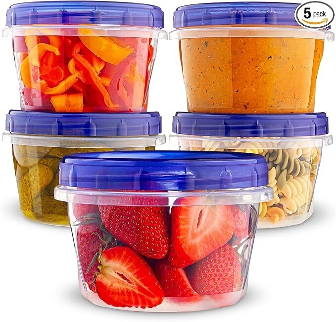 Plastic Food Deli Containers With Twist Top Lids - (16 Oz) [5 Pack] Food Storage gallery