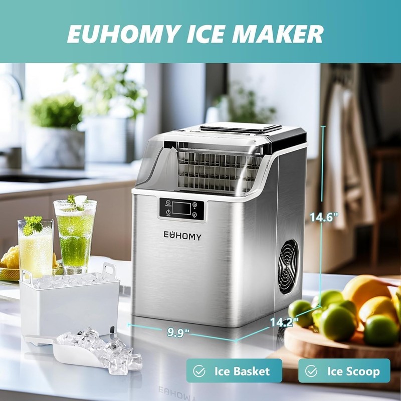 Ice Cube Maker Machine Countertop, 2 Ways to Add Water, 45Lbs/Day 24 Pcs gallery