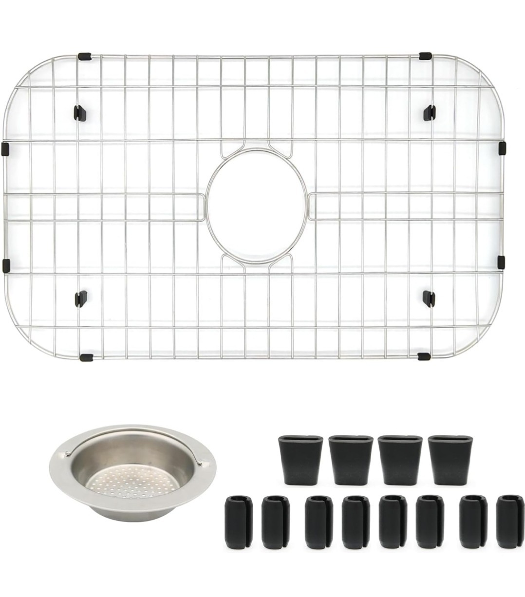 Kitchen Sink Grid 26x14 Center Drain Stainless Steel Protector Rack 26-1/8" gallery