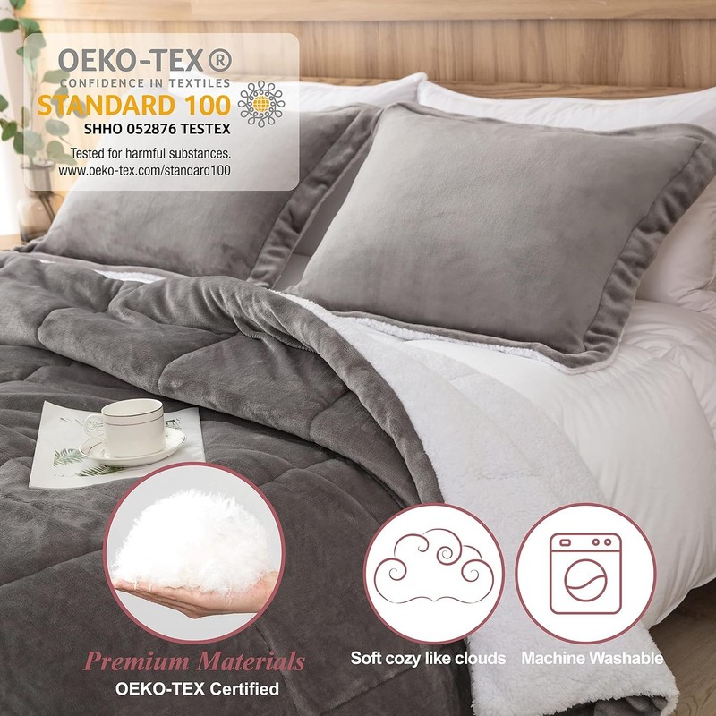 Ultra Soft Sherpa Comforter Set Full Queen, Fall Winter All Season Down Alter... gallery