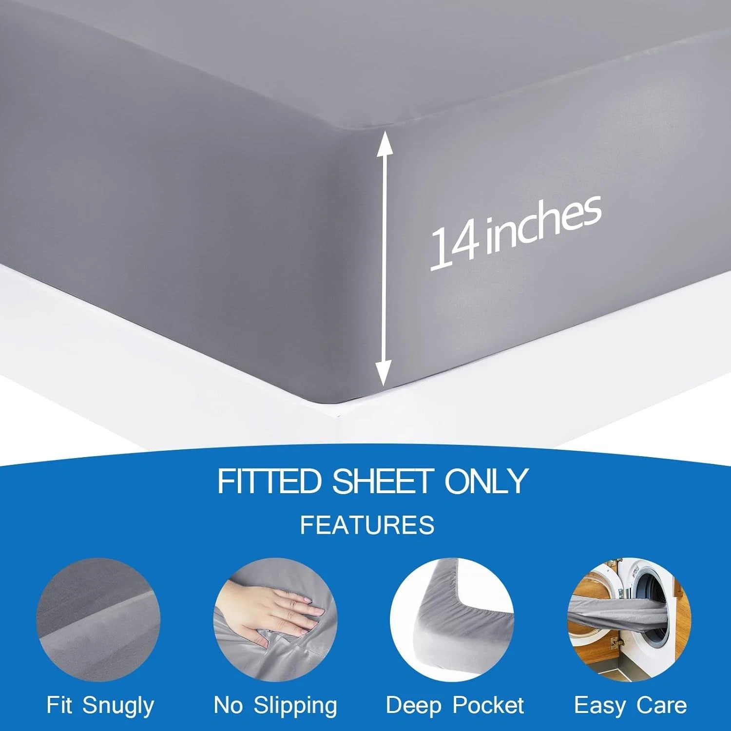 Short Queen Fitted Sheet Only for RV Camper 60" X 75" up to 14" Deep Pocket, Bed gallery