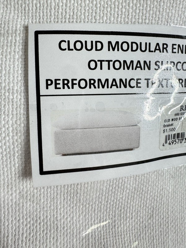 Restoration Hardware Cloud Modular Luxe Ottoman SLIPCOVER Text Linen Wve White gallery