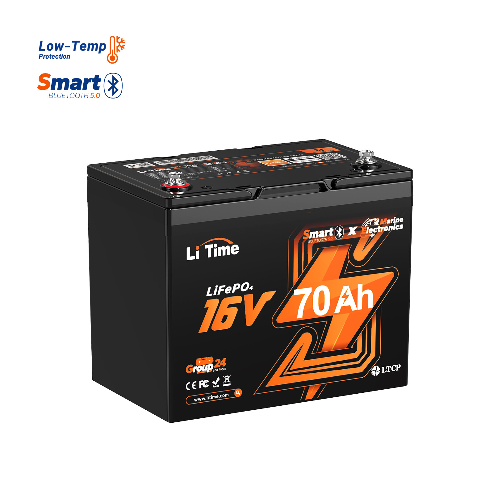 LiTime 16V 70Ah Bluetooth Lithium Battery Born For Fish Finder Marine Electronic gallery