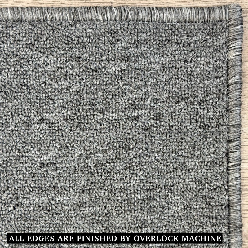 Custom Size Runner Rug Low Profile Loop Pile Anti Slip Solid Black Color gallery