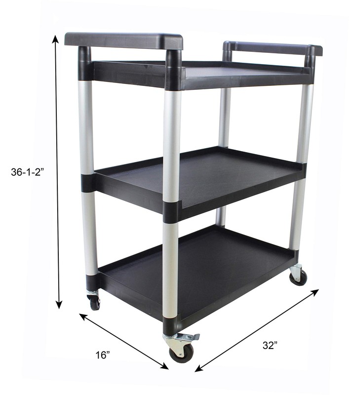 MaxWorks 80774 3-Shelf Utility Plastic Cart with Wheels-225 Lbs Maximum Capa... gallery