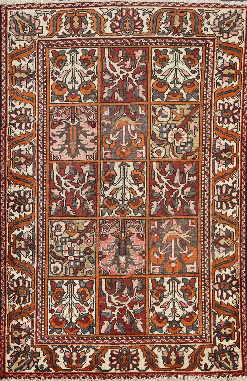 Vegetable Dye Garden Design Bakhtiari Vintage Handmade Wool Area Rug 4x5 Carpet gallery
