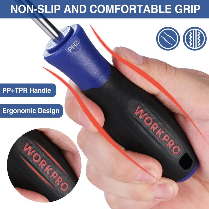 WORKPRO Magnetic Screwdriver Set 10-Piece Flat Head Phillips Slotted Screwdriver gallery