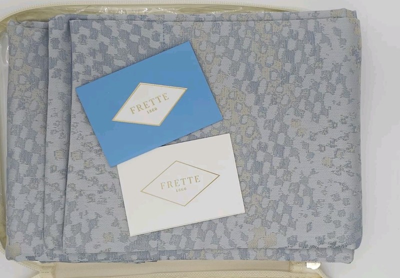 Frette Vimini king pillow shams 100% cotton dark azure / Grey set of two New gallery