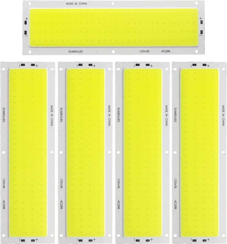 5 Pack COB LED Bar Lamp Module, 112-SMD Chip, 1600LM 16W Light Strip, DC 12V Inp gallery