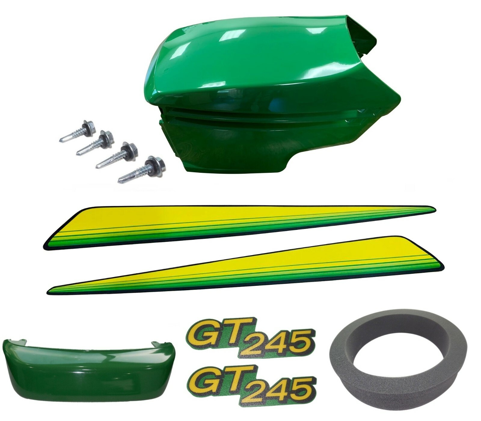 New Upper & Lower Hood/Bumper/Foam Isolator/LH&RH Stickers Fits John Deere GT245 gallery