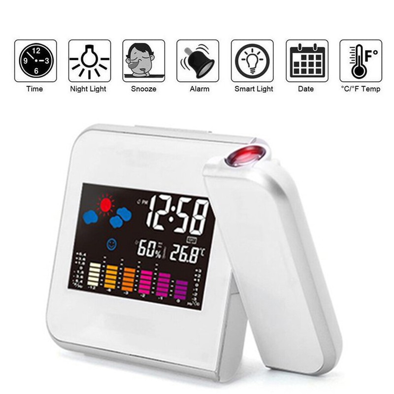 LED Projection Alarm Clock Digital Clock Projector Temperature Display Snooze US gallery