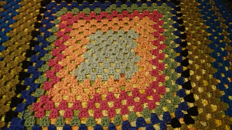 Crochet Afghan Blanket Throw Multicolor 70s square in square gallery