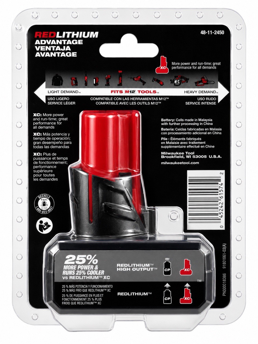 Milwaukee M12 REDLITHIUM HIGH OUTPUT XC5.0 12V 5Ah Li-Ion Battery 48-11-2450 gallery