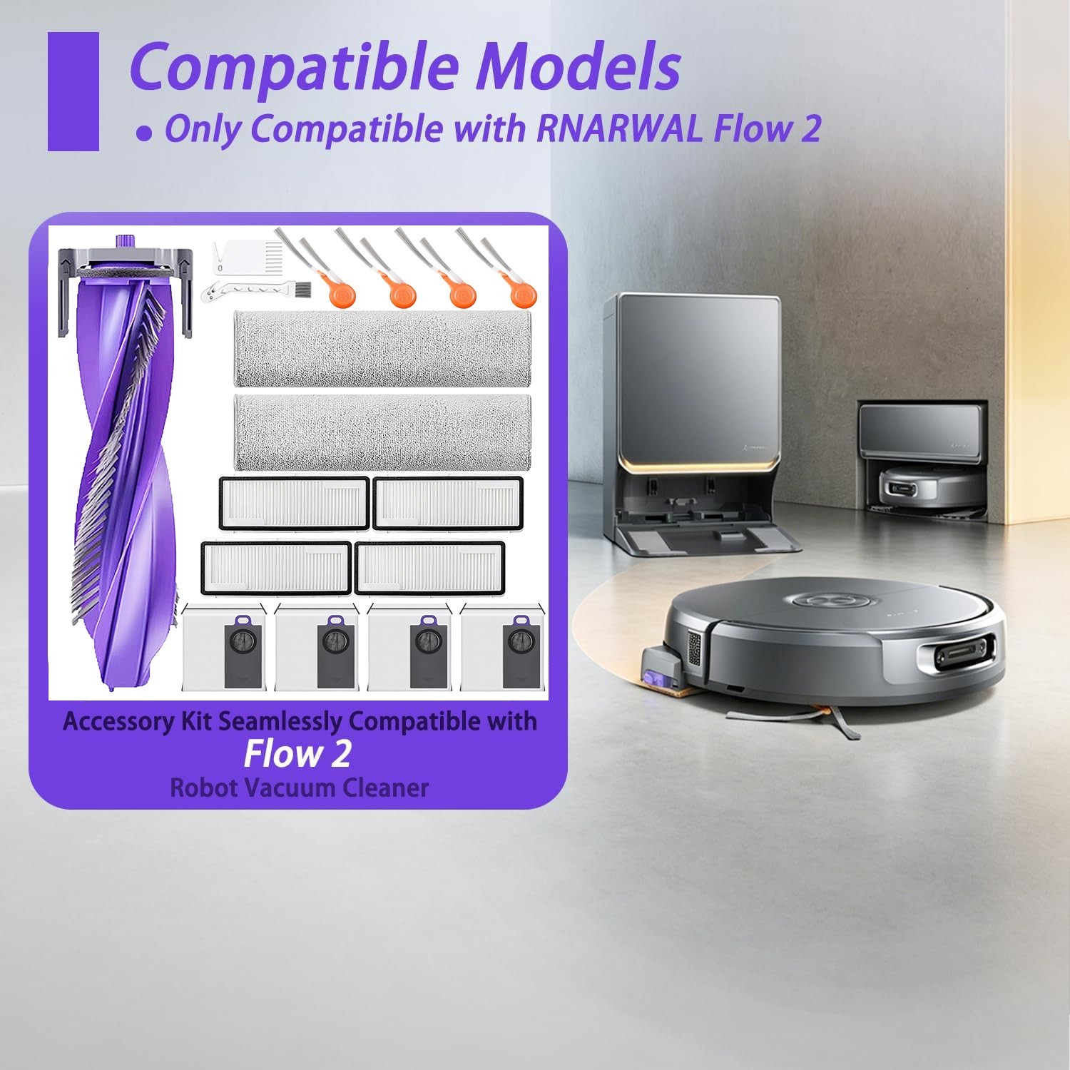 Replacement Parts Accessories Kit Compatible for Narwal Flow 2 Robot Vacuum gallery