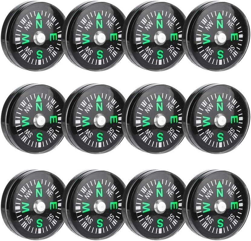 12/50 Pieces Mini Compass Small Button for Kids 20mm Bulk Hiking Liquid Filled