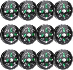 12/50 Pieces Mini Compass Small Button for Kids 20mm Bulk Hiking Liquid Filled