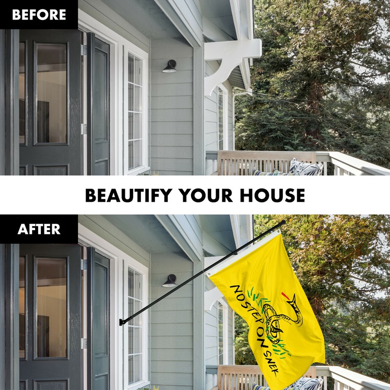 Flag Pole 6FT Black & No Step On Snek Flag 3x5FT 150D Printed Polyester gallery