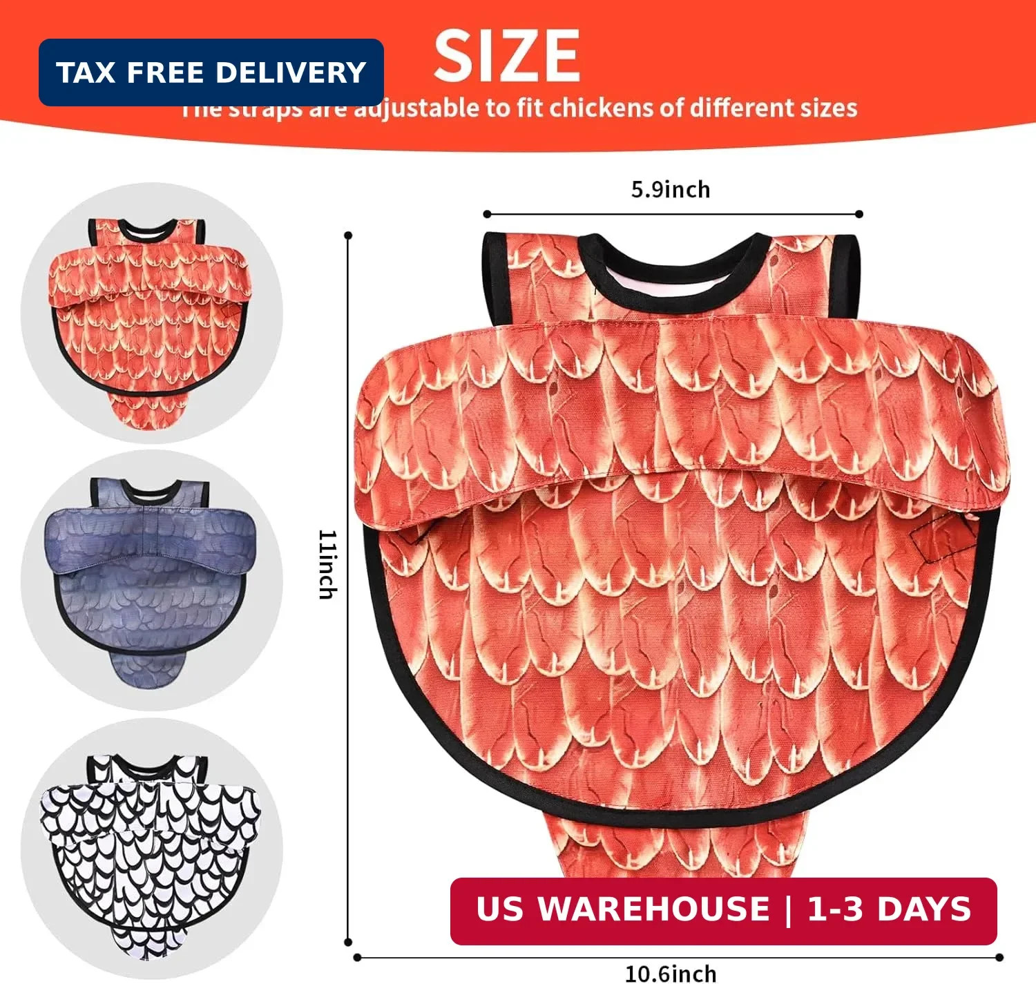 Chicken Saddles for hens, Chicken Apron Back Protector for Hens with Adjustable gallery