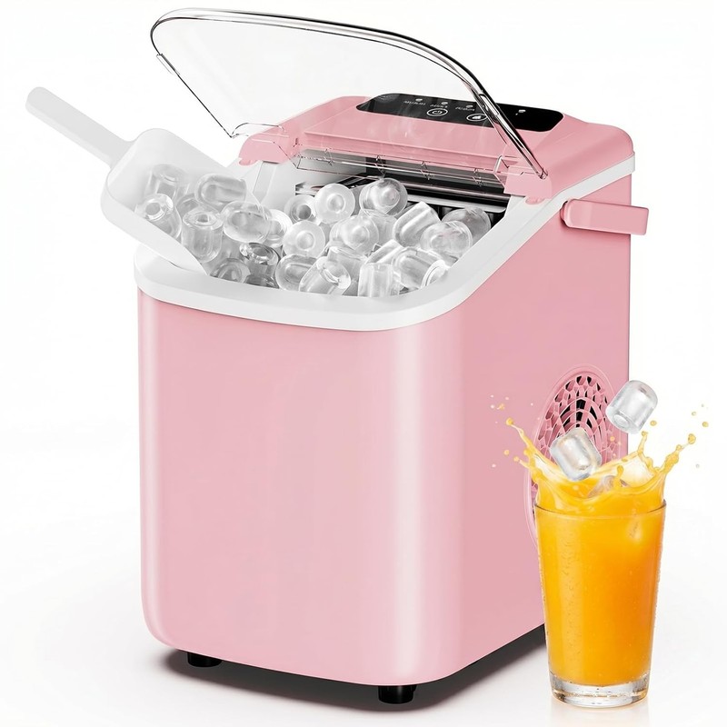 Ice Maker Counter Top Bullet Cubes Ice Machine with Portable Handle Basket 26lbs gallery