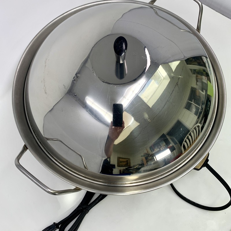 Vintage Farberware Stainless Steel Electric Wok Model 303 w/Dome Lid/Rack/Plug gallery