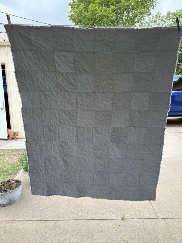 Handmade Gray White Patchwork Quilt 100% Cotton Traditional 42" x 52" New gallery