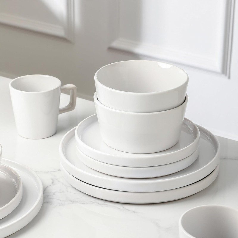 Stone Lain Stoneware 16pcDinnerware Set, Service for 4, White Glossy (Open Box) gallery