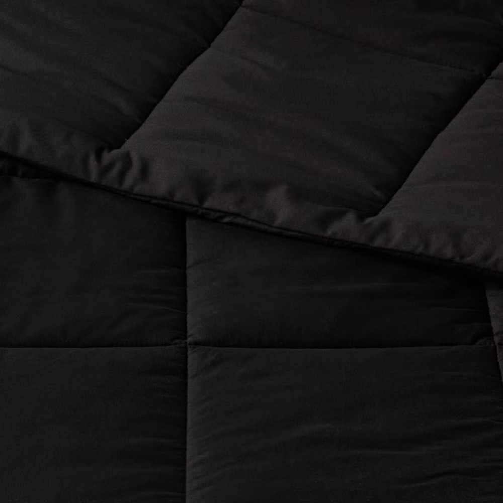 Full/Queen Down Alternative Washed Microfiber Reversible Comforter Black - Room gallery