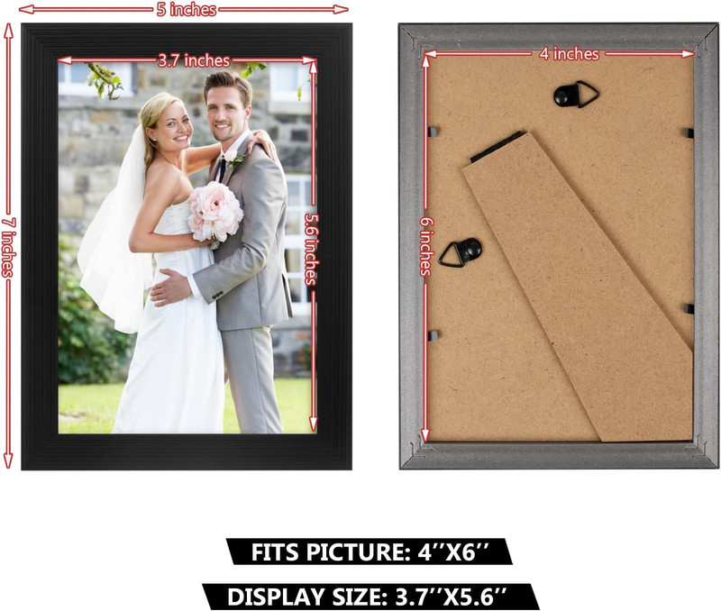 PECULA 2 Pack 4X6 Frames, Black Wall & Tabletop Display, Clear Photo Frame gallery