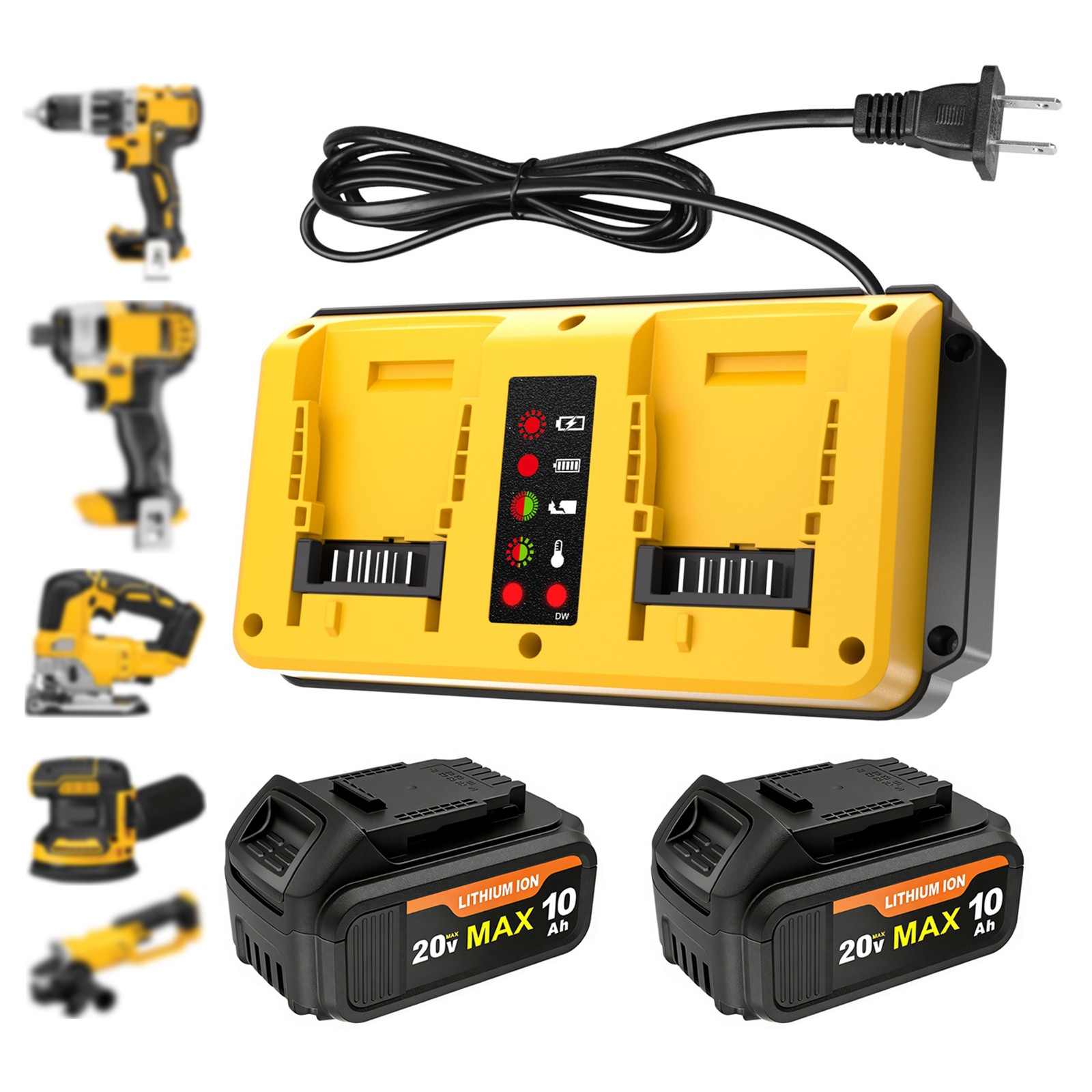 2 Pack 20V 10.0Ah Battery + Dual Charger Kit for De walt 20 Volt MAX Batteries gallery