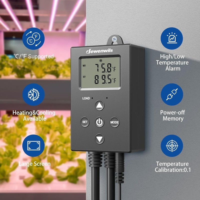 DEWENWI Digital Temperature Controller Thermostat Outlet 14-140°F 120V/10A/1200W gallery