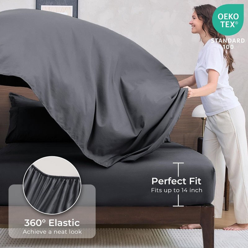 7 Piece Queen Comforter Set Reversible Bed in a Bag Soft Grey Bedding Set gallery