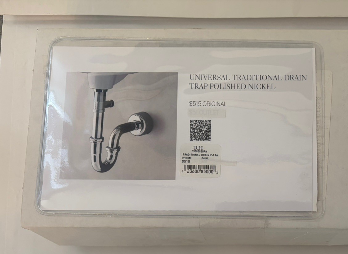 Restoration Hardware Universal Traditional Drain P-Trap Kit Polished Nickle gallery