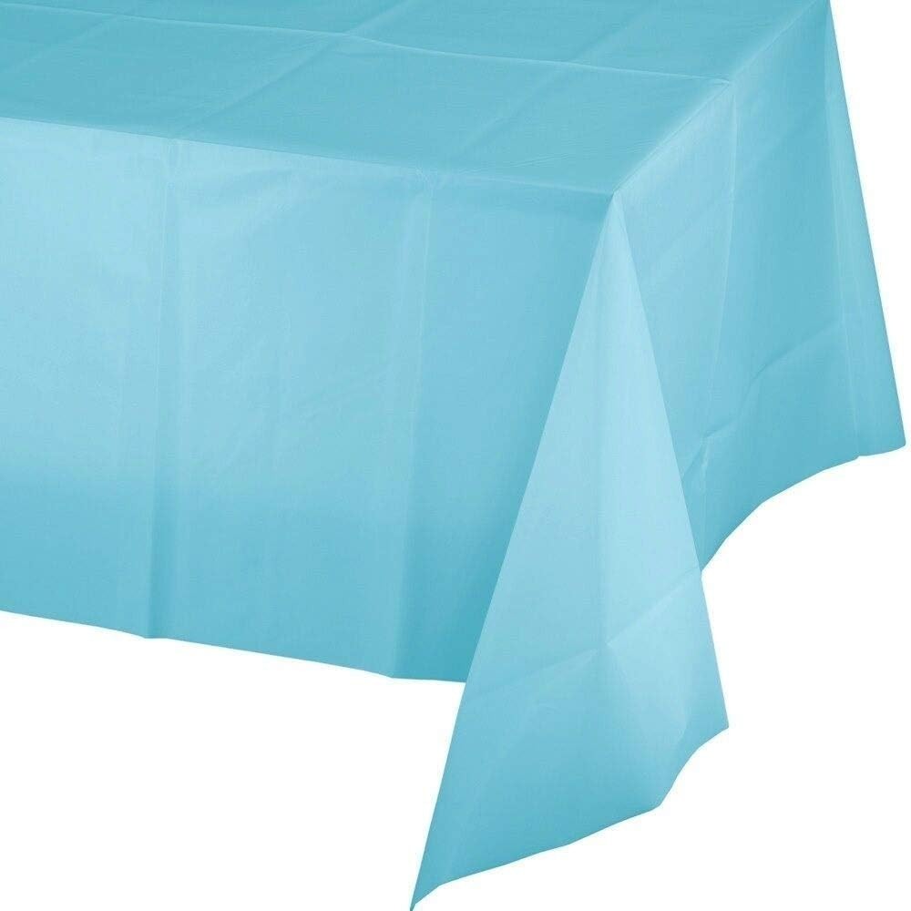 ROYAL7 3 Pack Rectangle Disposable Plastic Rectangle, 54in. X108in. Light Blue