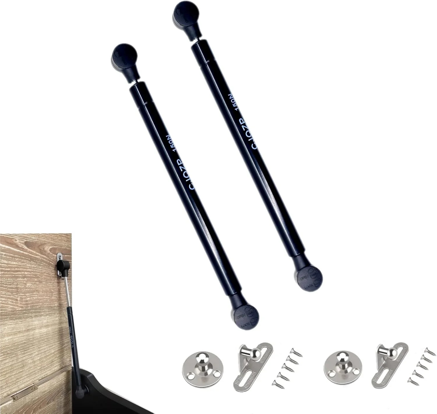 2 Pack 14Inch 150N/33 lbs Soft Close Toy Box Hinges Gas Strut Safety Hinges for gallery