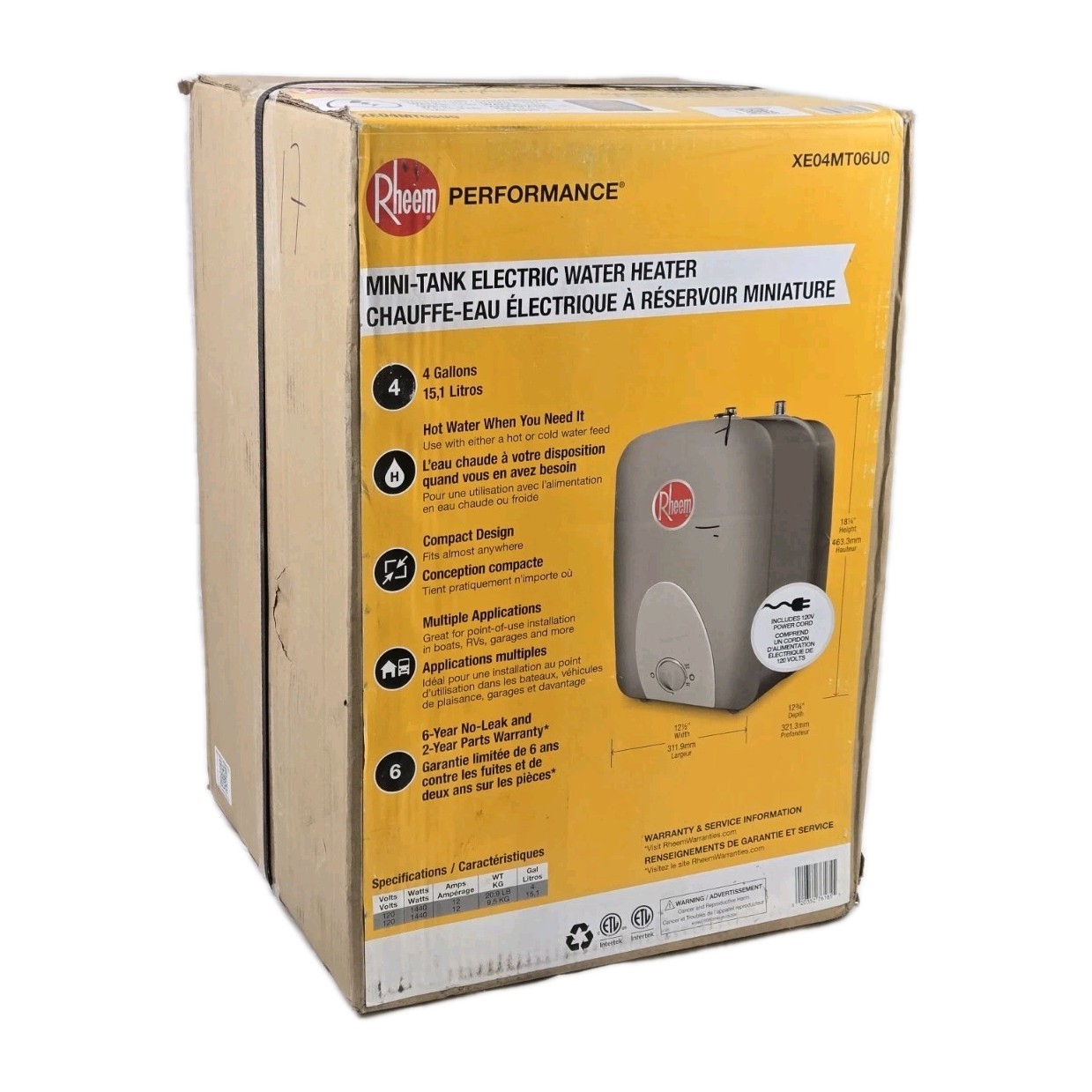 Rheem Performance 4 Gal 120V Plug-In Mini Tank Water Heater XE04MT06U0 Brand New gallery