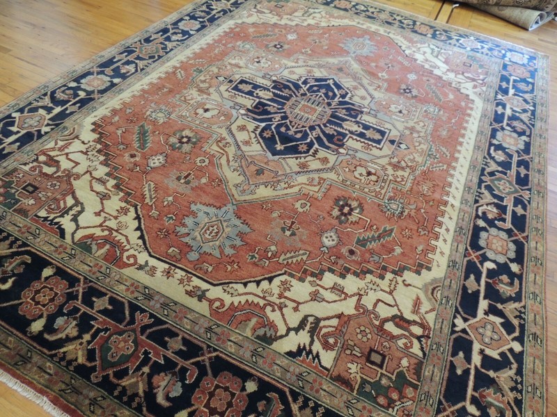 9x12 Herize Serapi style Oriental Area rug wool Rust Black Green Blue/Gray gallery